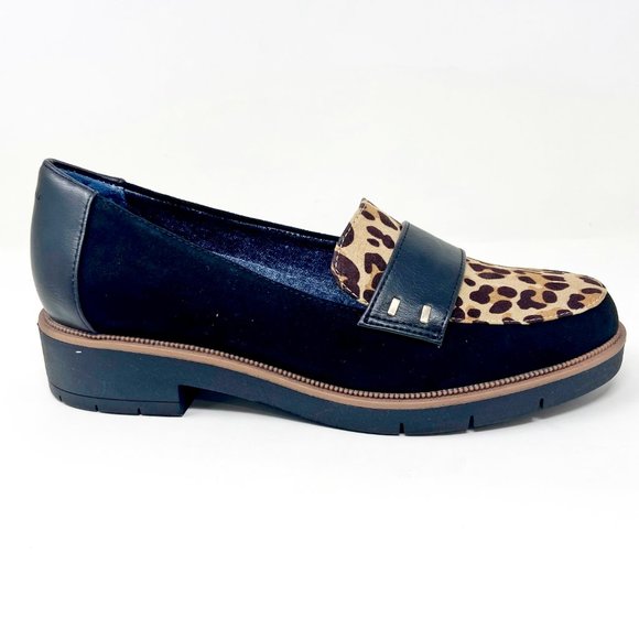 Dr Scholl's Womens Grow Up Black Tan Cheetah Slip On Casual Loafers G4585M1201 - Picture 2 of 5